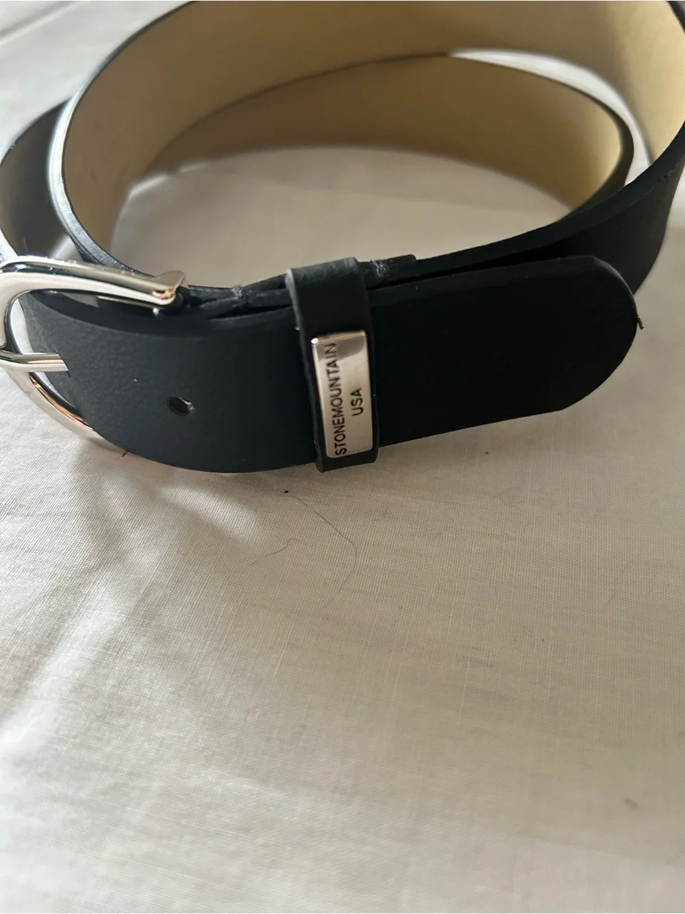 Stone Mountain Black Leather Belt With Silver Hardware/Size Small/NWOT